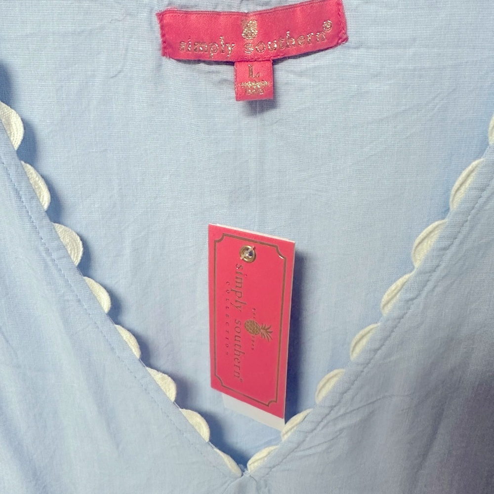 NWT Simply Southern RicRac Cotton Poplin A-line Mini Dress, Size Large - Picture 3 of 7